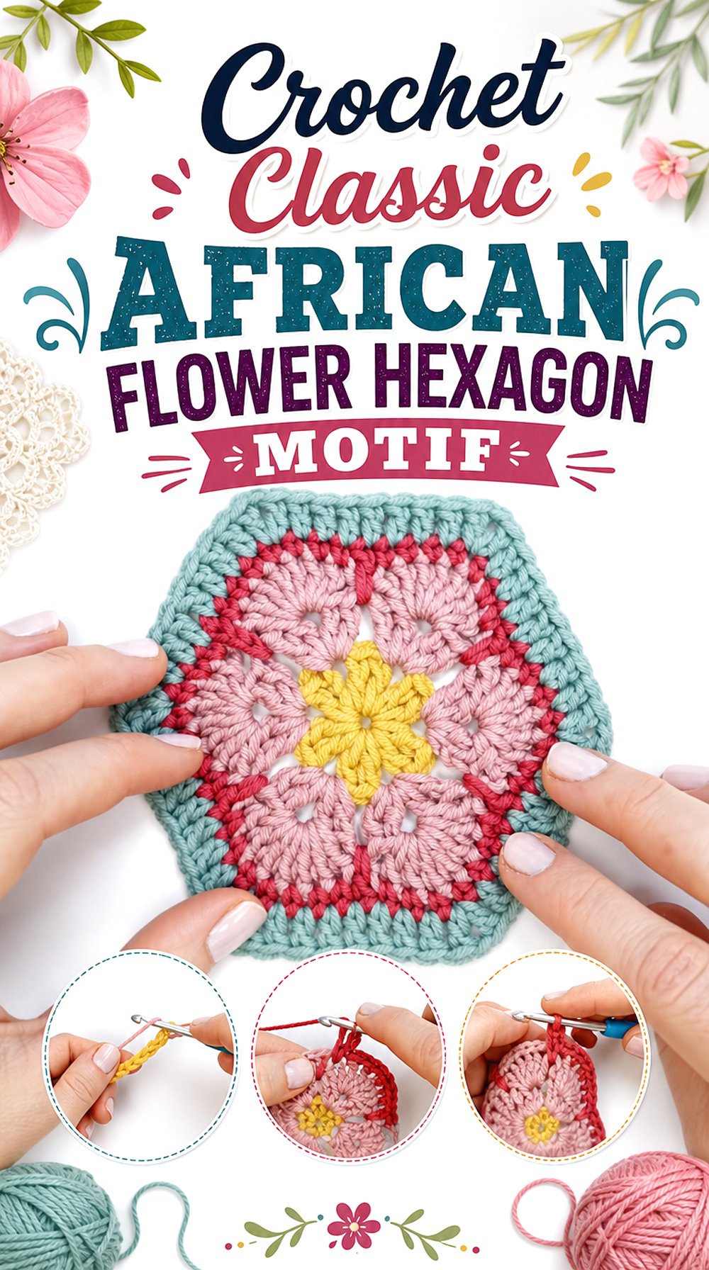 Crochet Classic African Flower Hexagon Motif