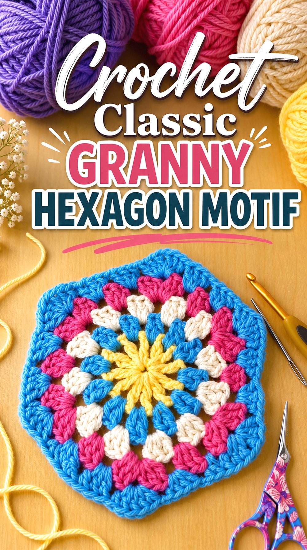 Crochet Classic Granny Hexagon Motif