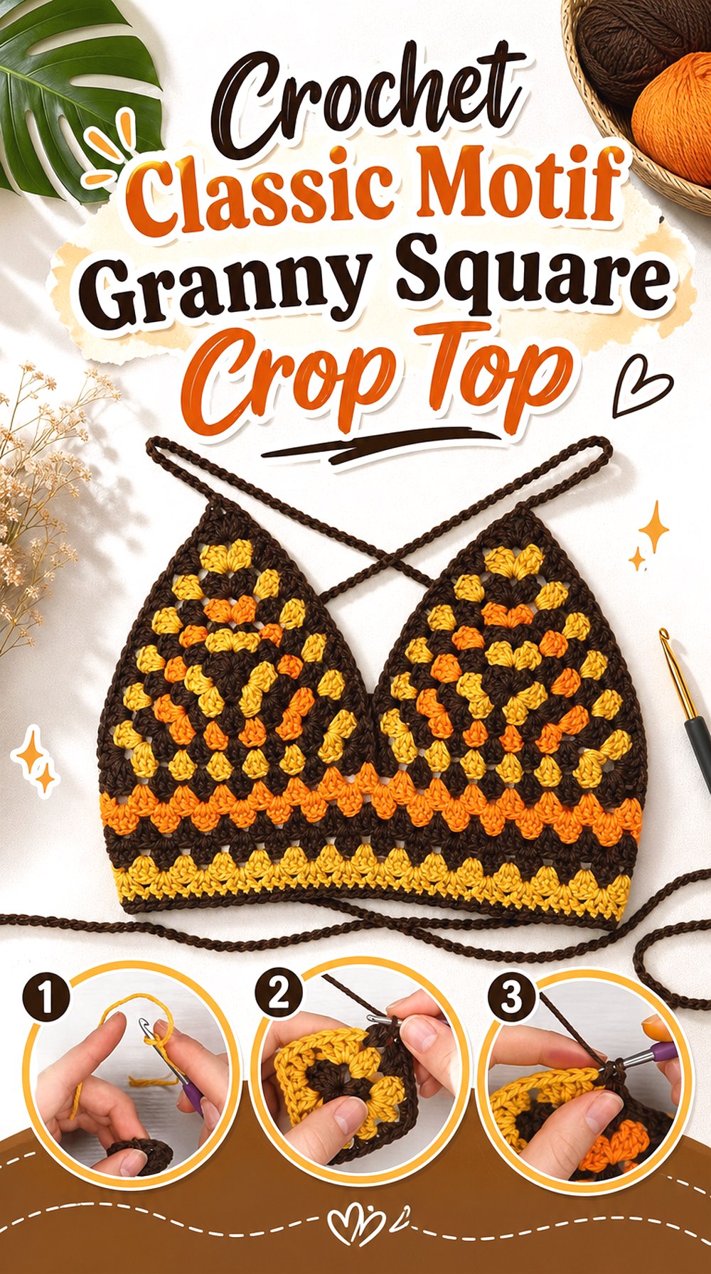Crochet Classic Motif Granny Square Crop Top