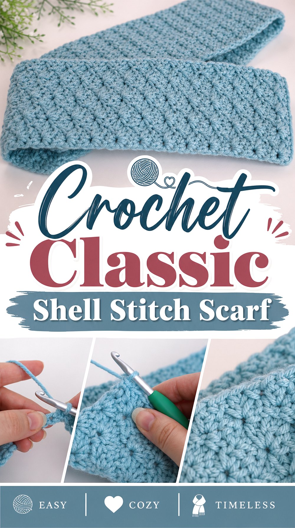 Crochet Classic Shell Stitch Scarf