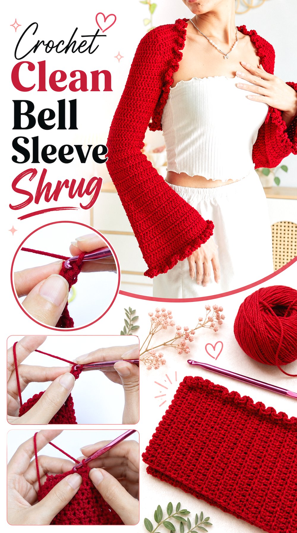 Crochet Clean Bell Sleeve Shrug