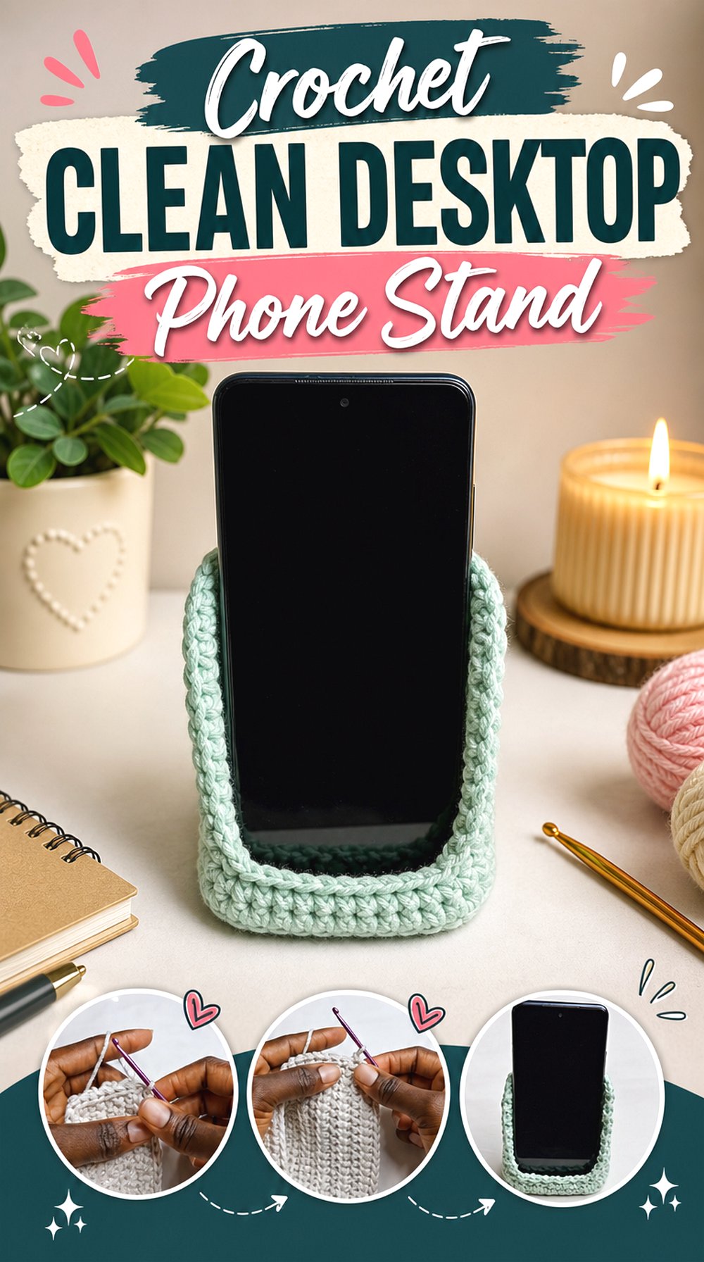 Crochet Clean Desktop Phone Stand