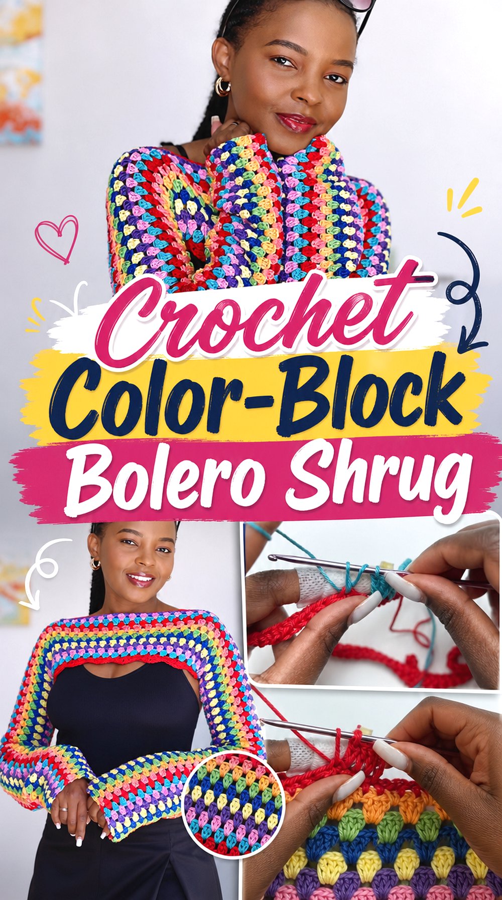 Crochet Color Block Bolero Shrug