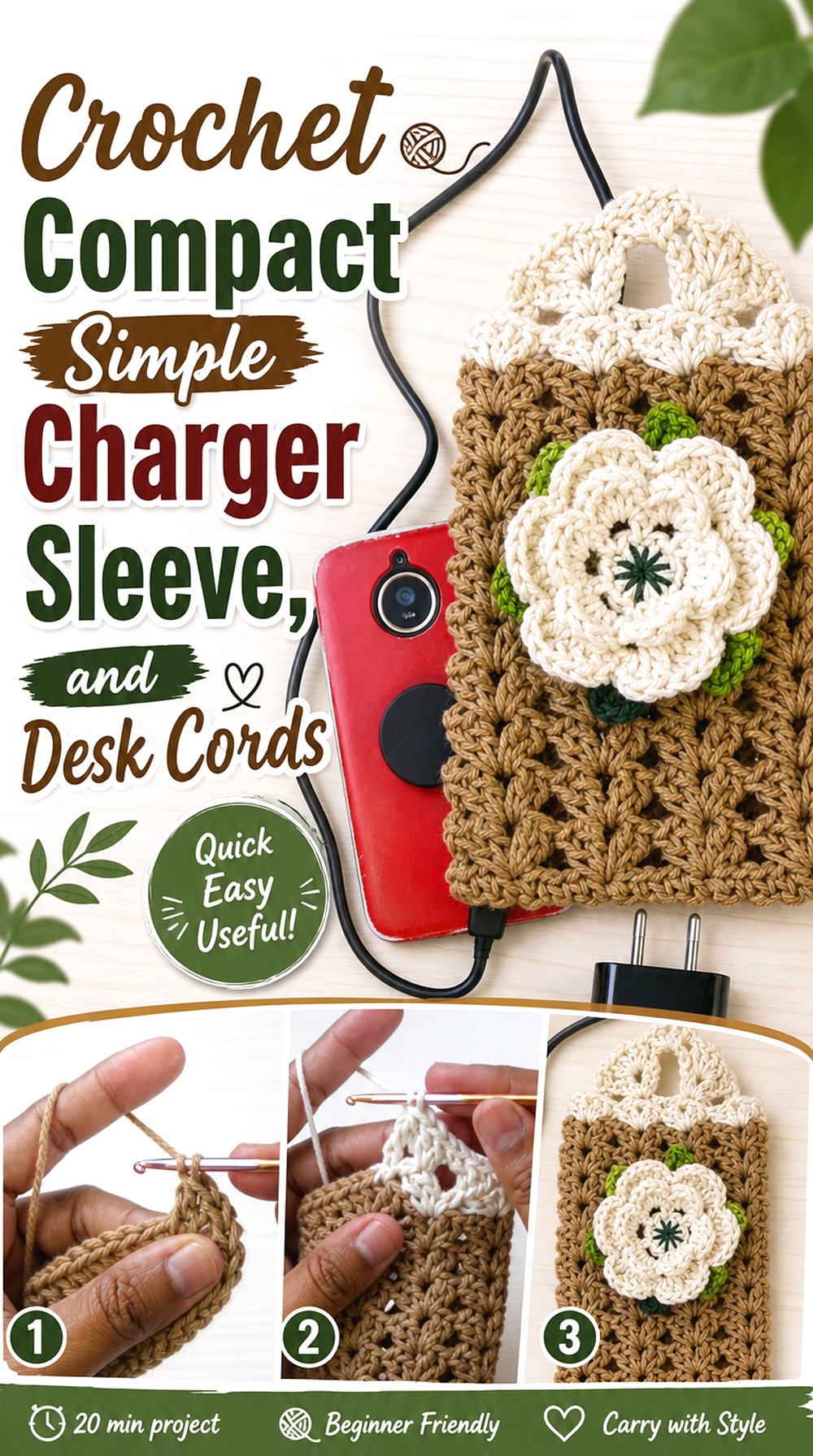 Crochet Compact Simple Charger Sleeve