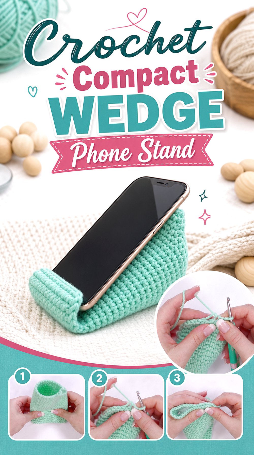 Crochet Compact Wedge Phone Stand