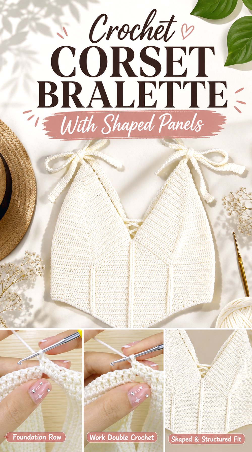 Crochet Corset Bralette With Shaped Panels