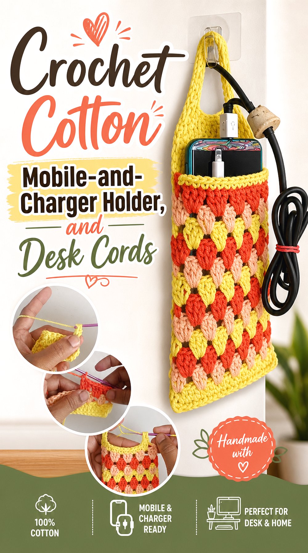Crochet Cotton Mobile and Charger Holder