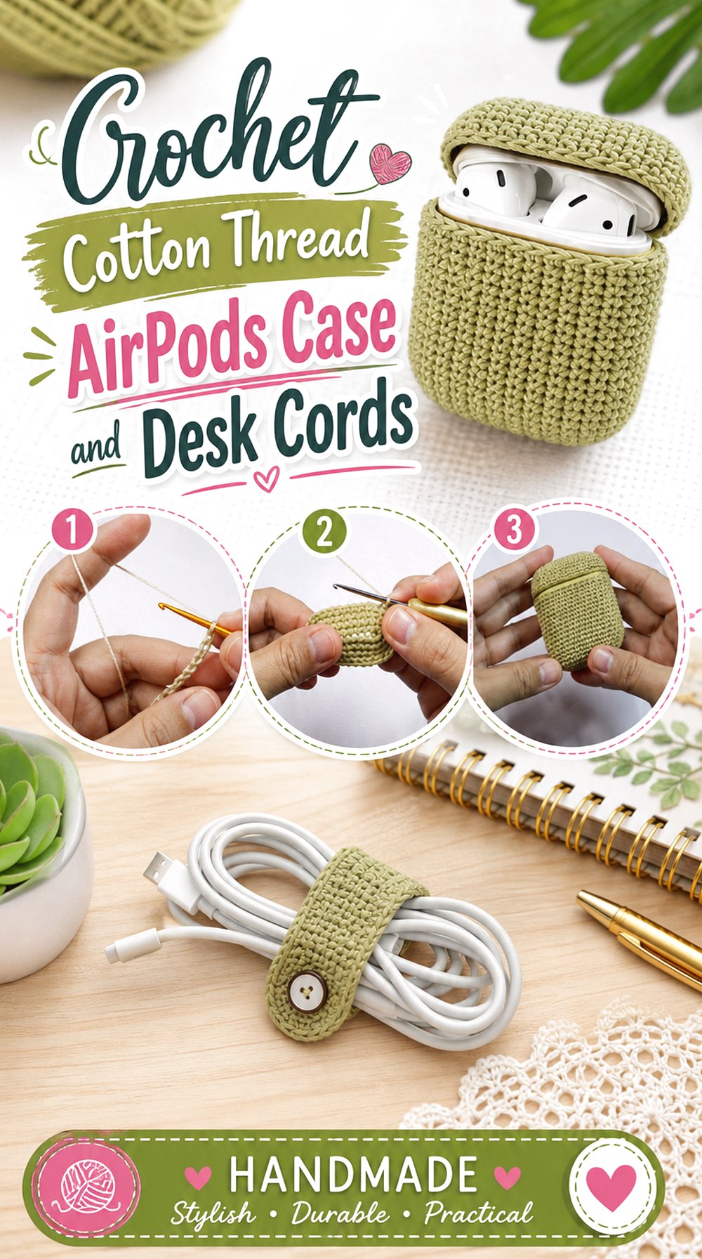 Crochet Cotton Thread AirPods Case