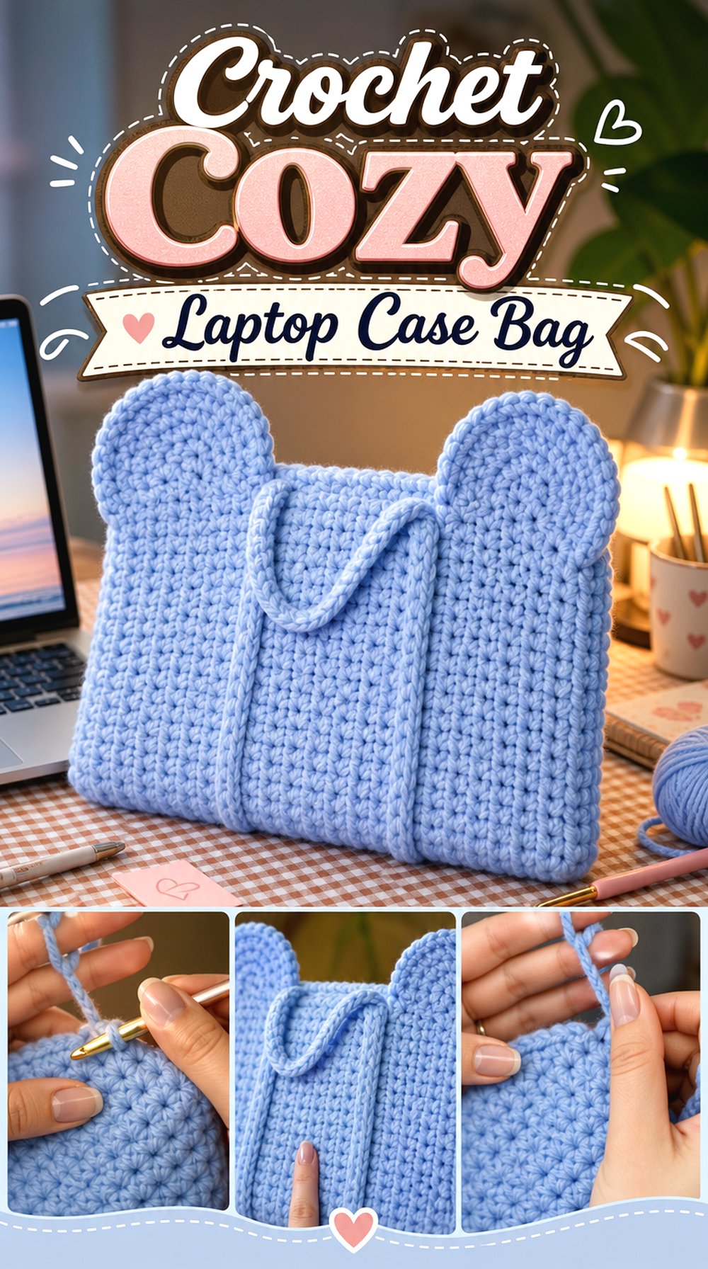 Crochet Cozy Laptop Case Bag