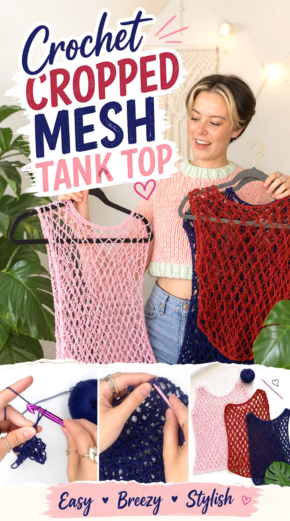 Crochet Cropped Mesh Tank Top