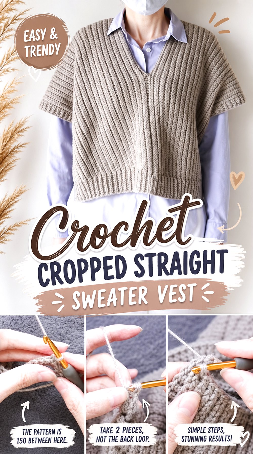 Crochet Cropped Straight Sweater Vest