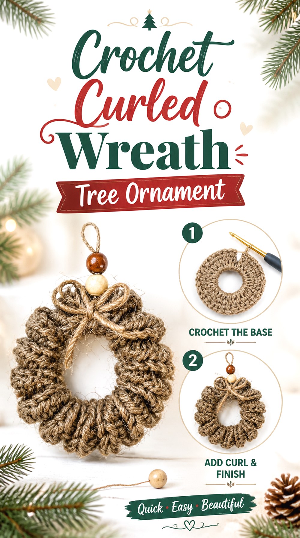 Crochet Curled Wreath Tree Ornament
