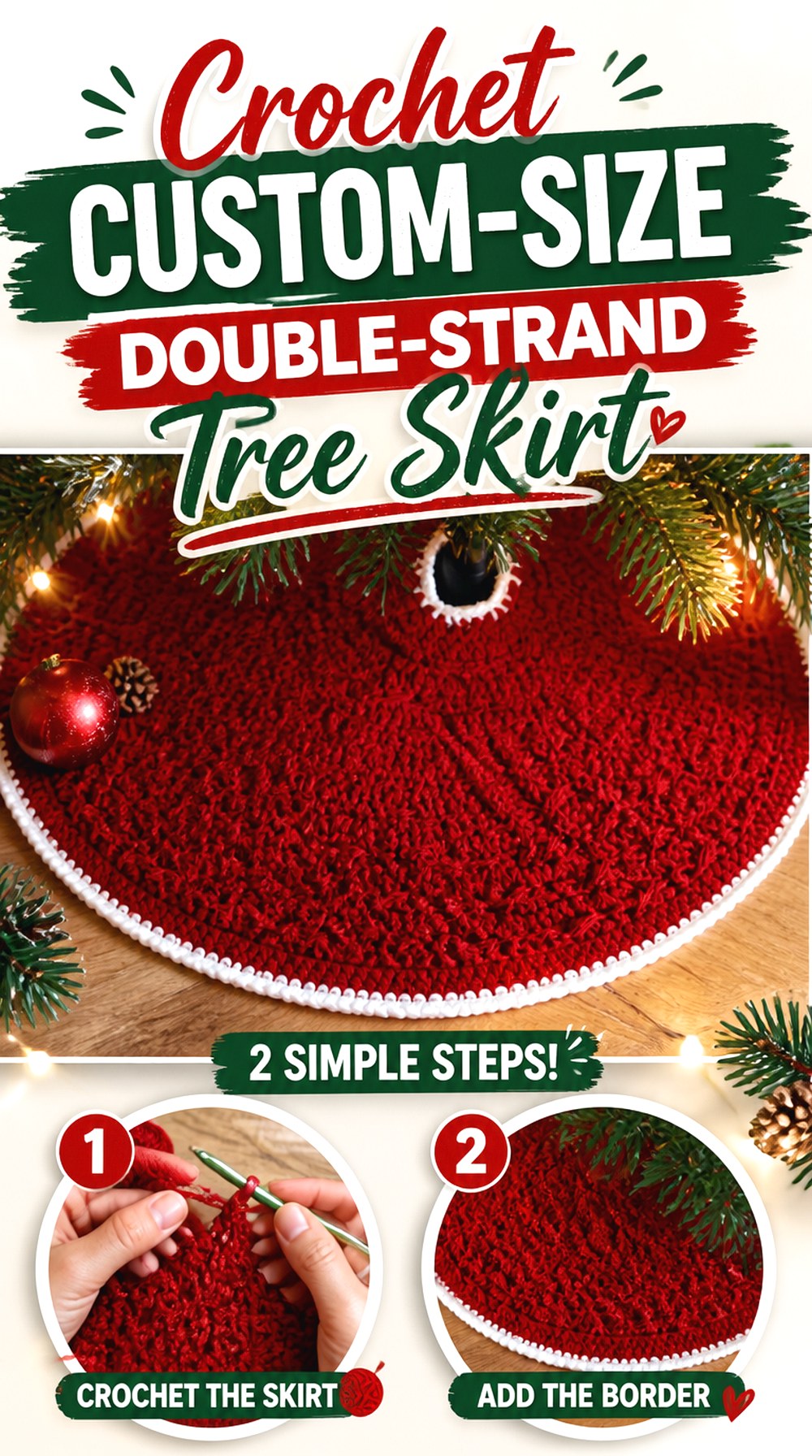 Crochet Custom Size Double Strand Tree Skirt