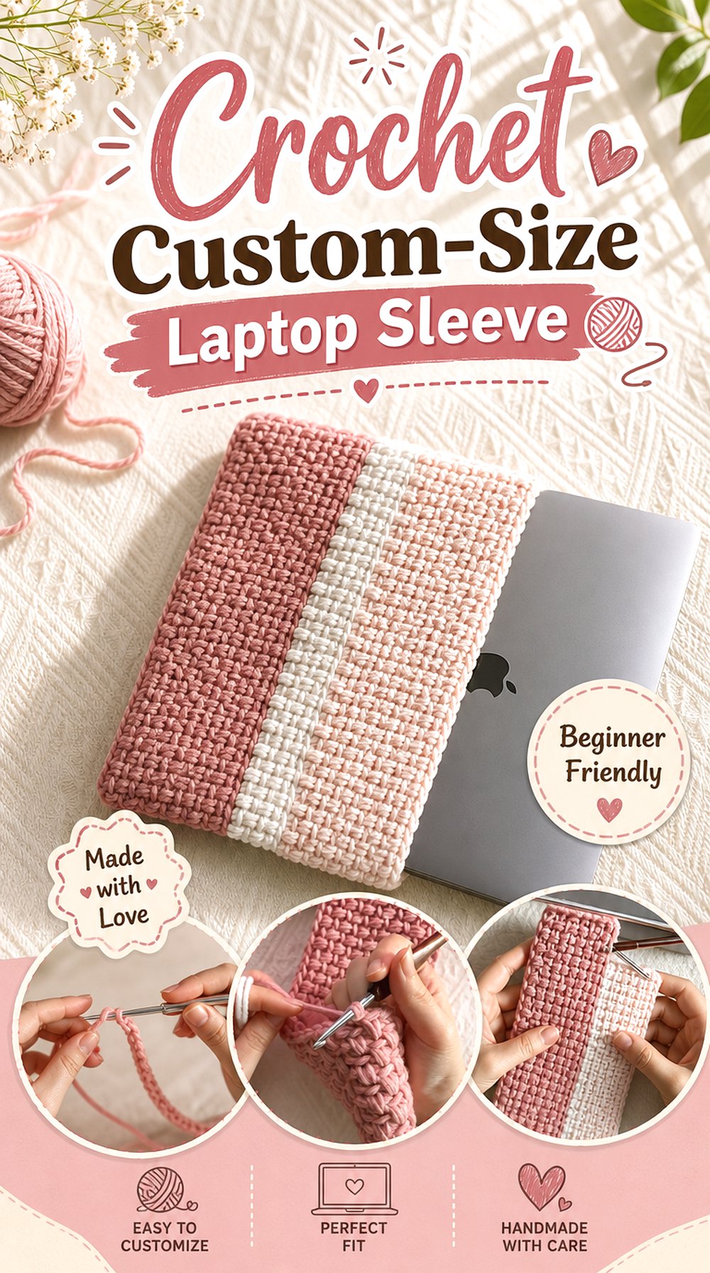 Crochet Custom Size Laptop Sleeve