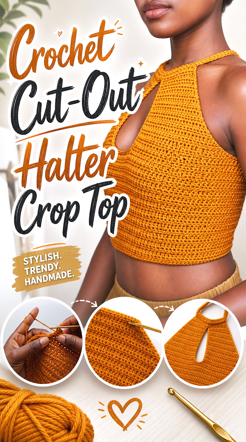 Crochet Cut Out Halter Crop Top