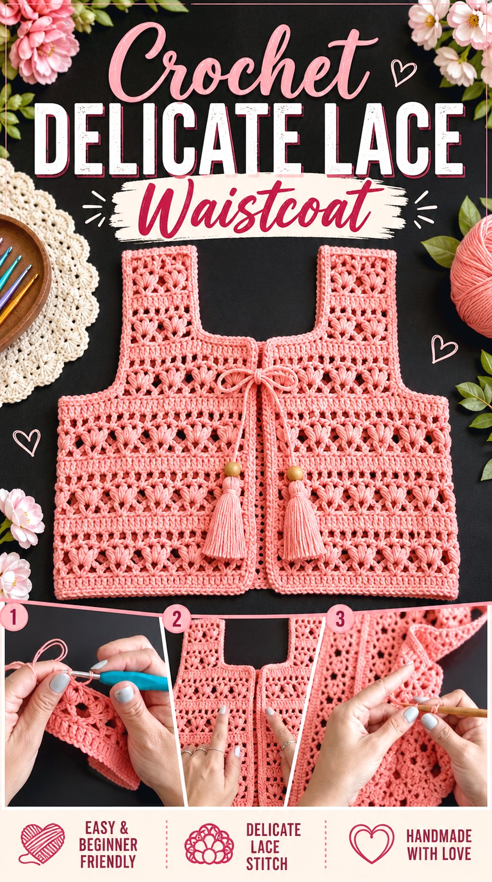 Crochet Delicate Lace Waistcoat
