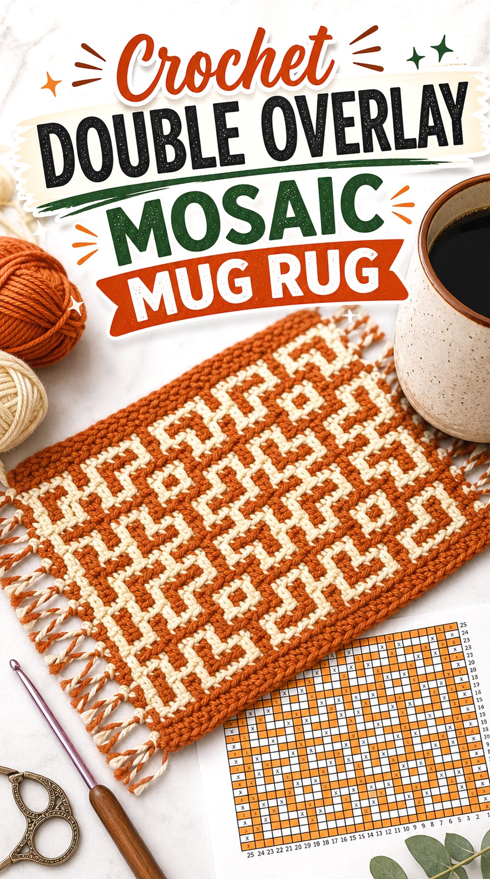 Crochet Double Overlay Mosaic Mug Rug