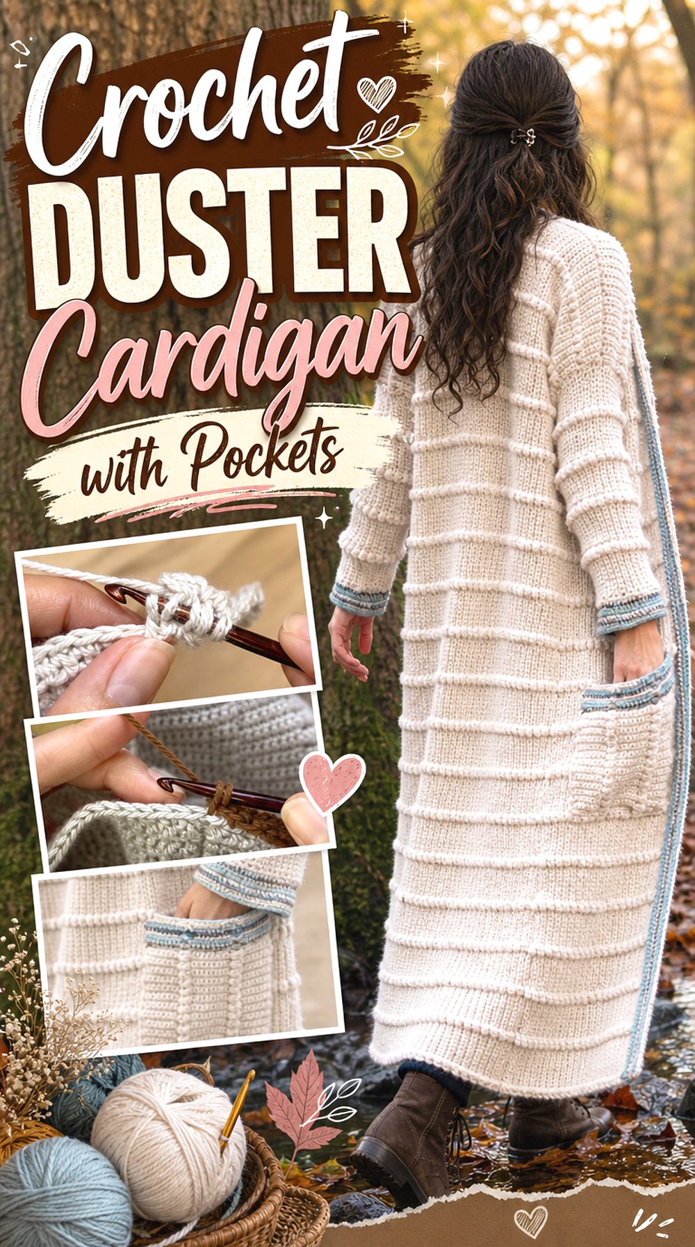 Crochet Duster Cardigan with Pockets