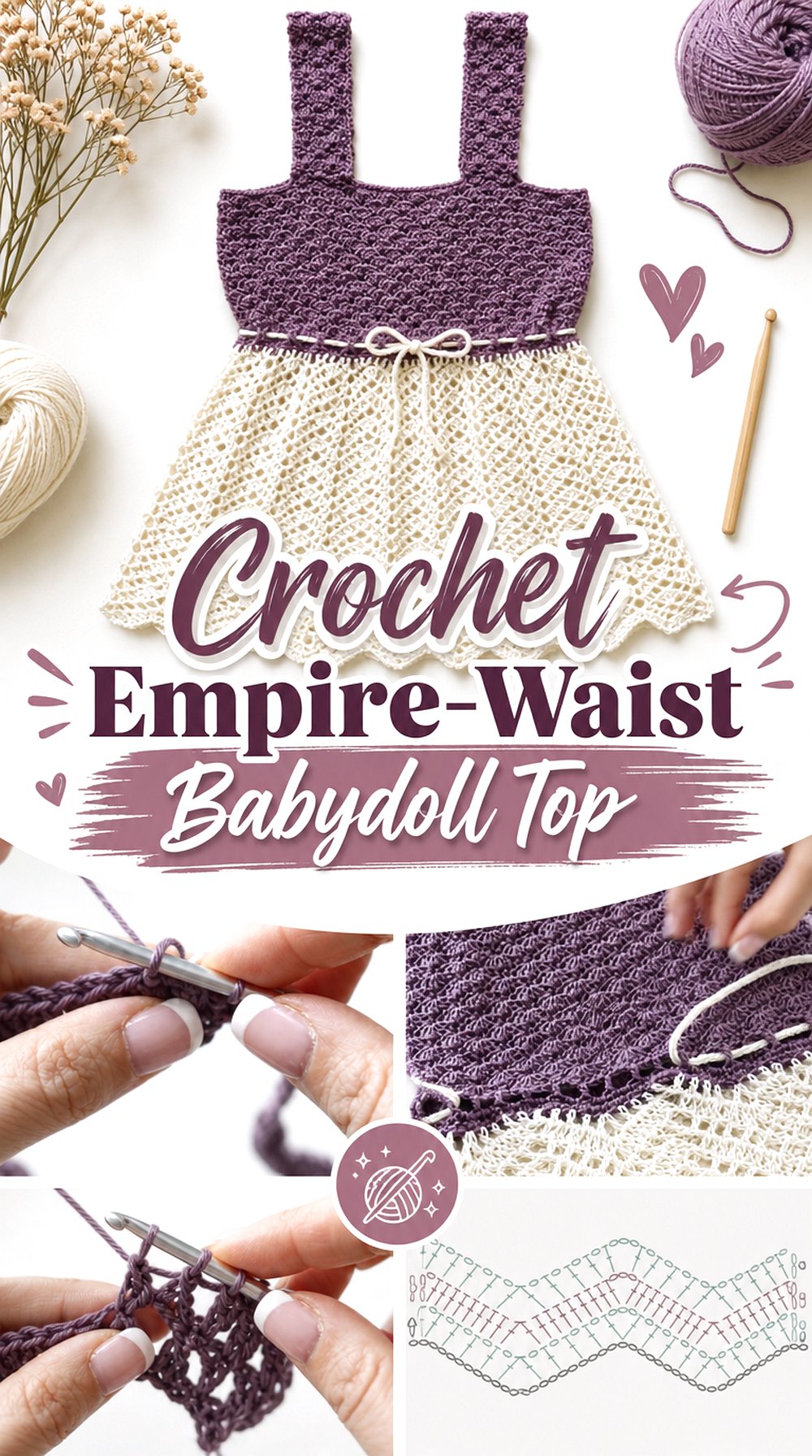 Crochet Empire Waist Babydoll Top