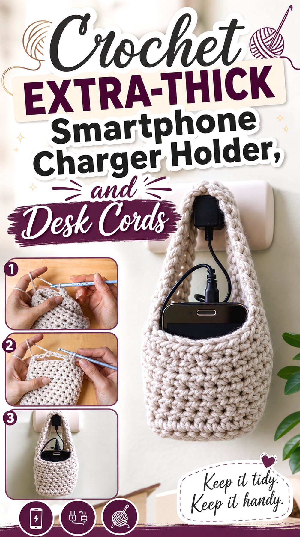 Crochet Extra Thick Smartphone Charger Holder