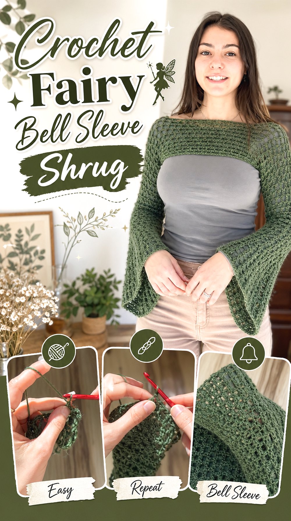 Crochet Fairy Bell Sleeve Shrug