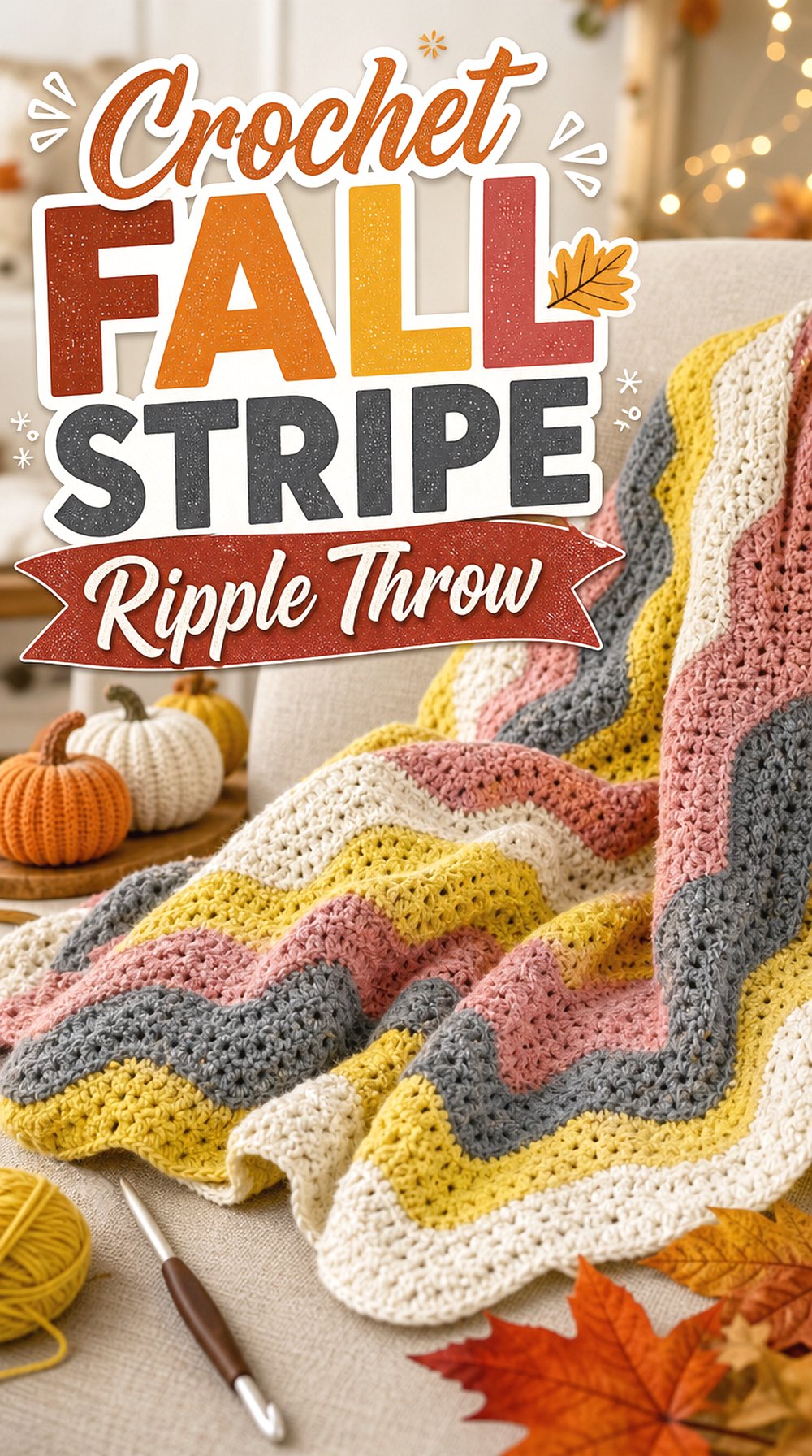 Crochet Fall Stripe Ripple Throw