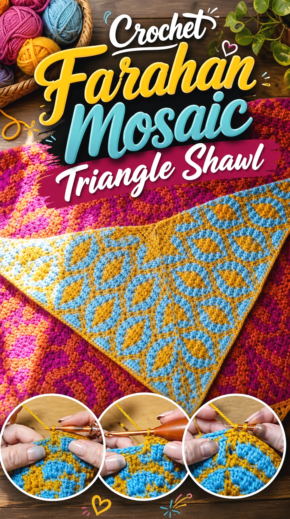 Crochet Farahan Mosaic Triangle Shawl
