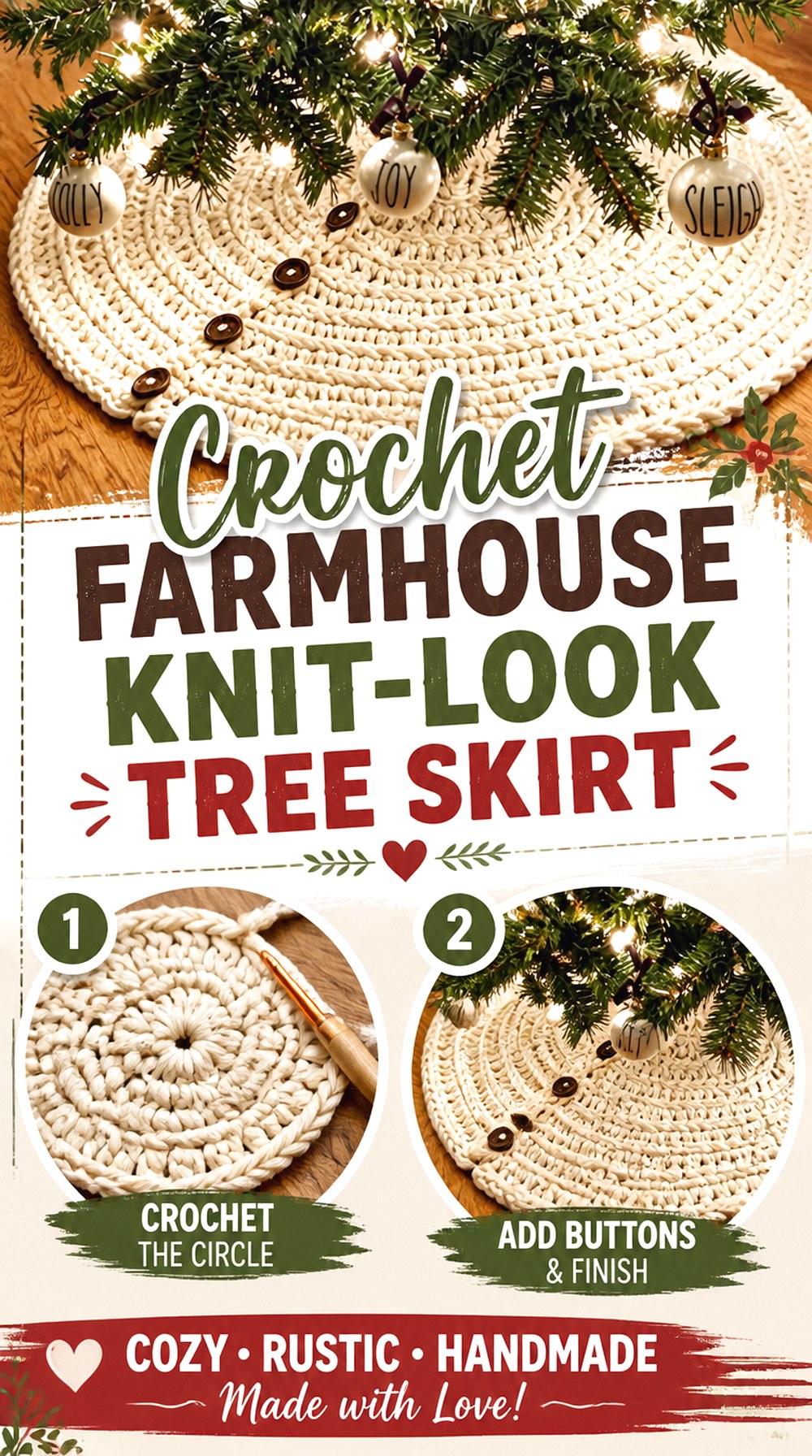 Crochet Farmhouse Knit Look Tree Skirt