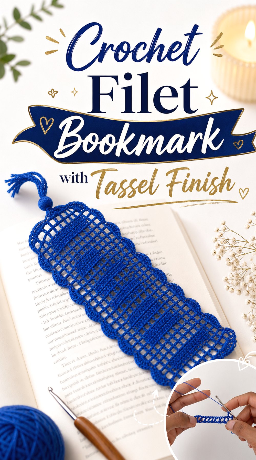 Crochet Filet Bookmark with Tassel Finish