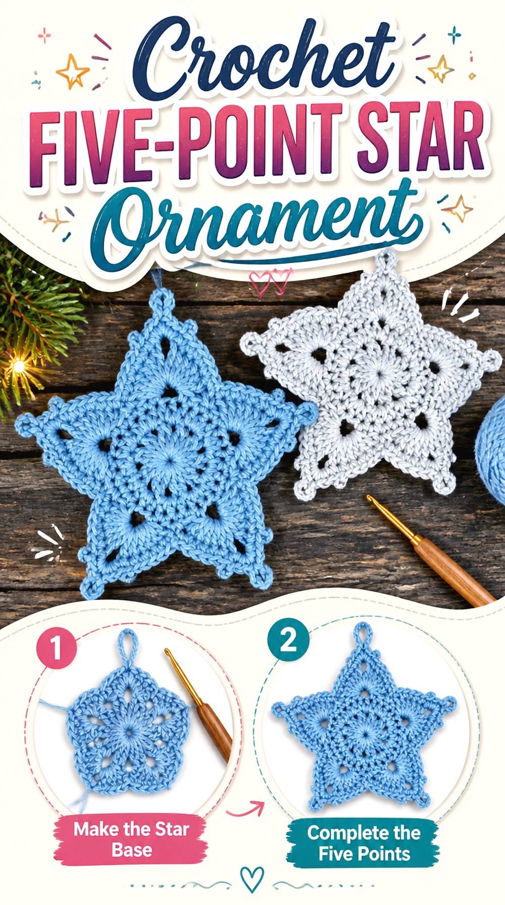 Crochet Five Point Star Ornament