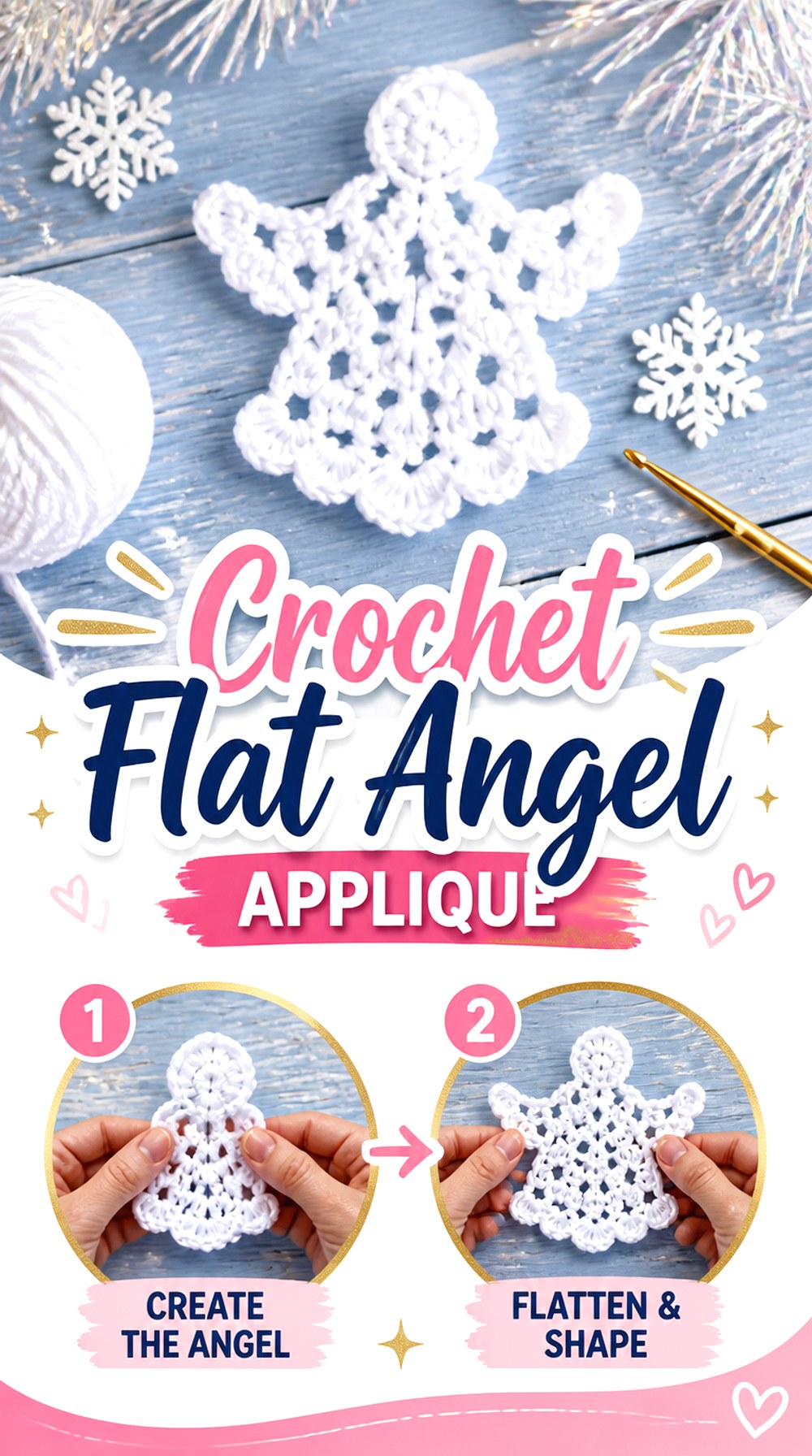 Crochet Flat Angel Appliqué