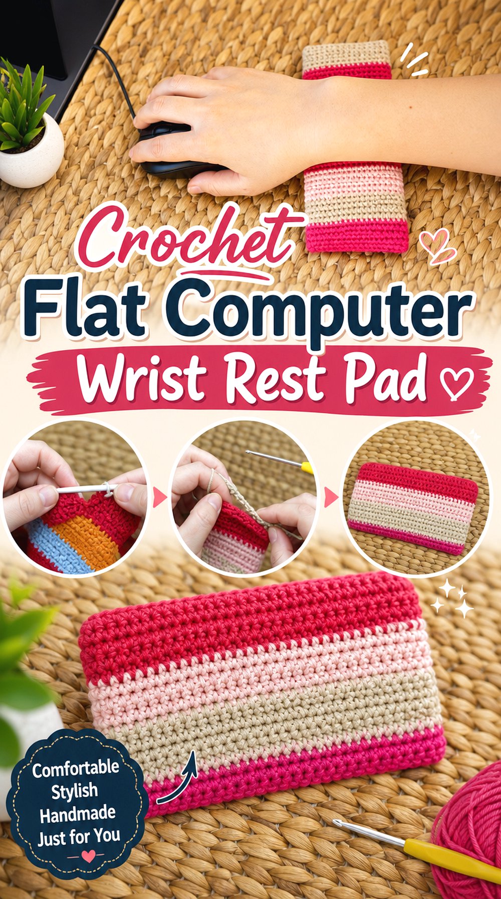 Crochet Flat Computer Wrist Rest Pad