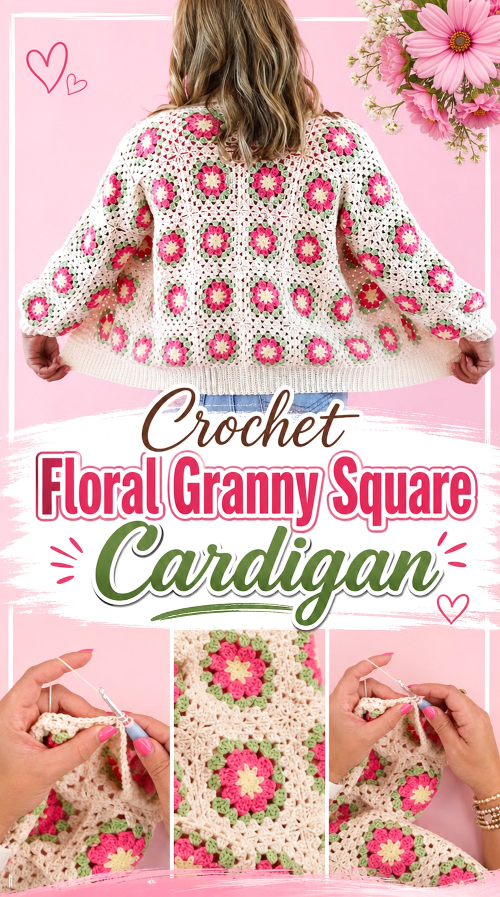 Crochet Floral Granny Square Cardigan