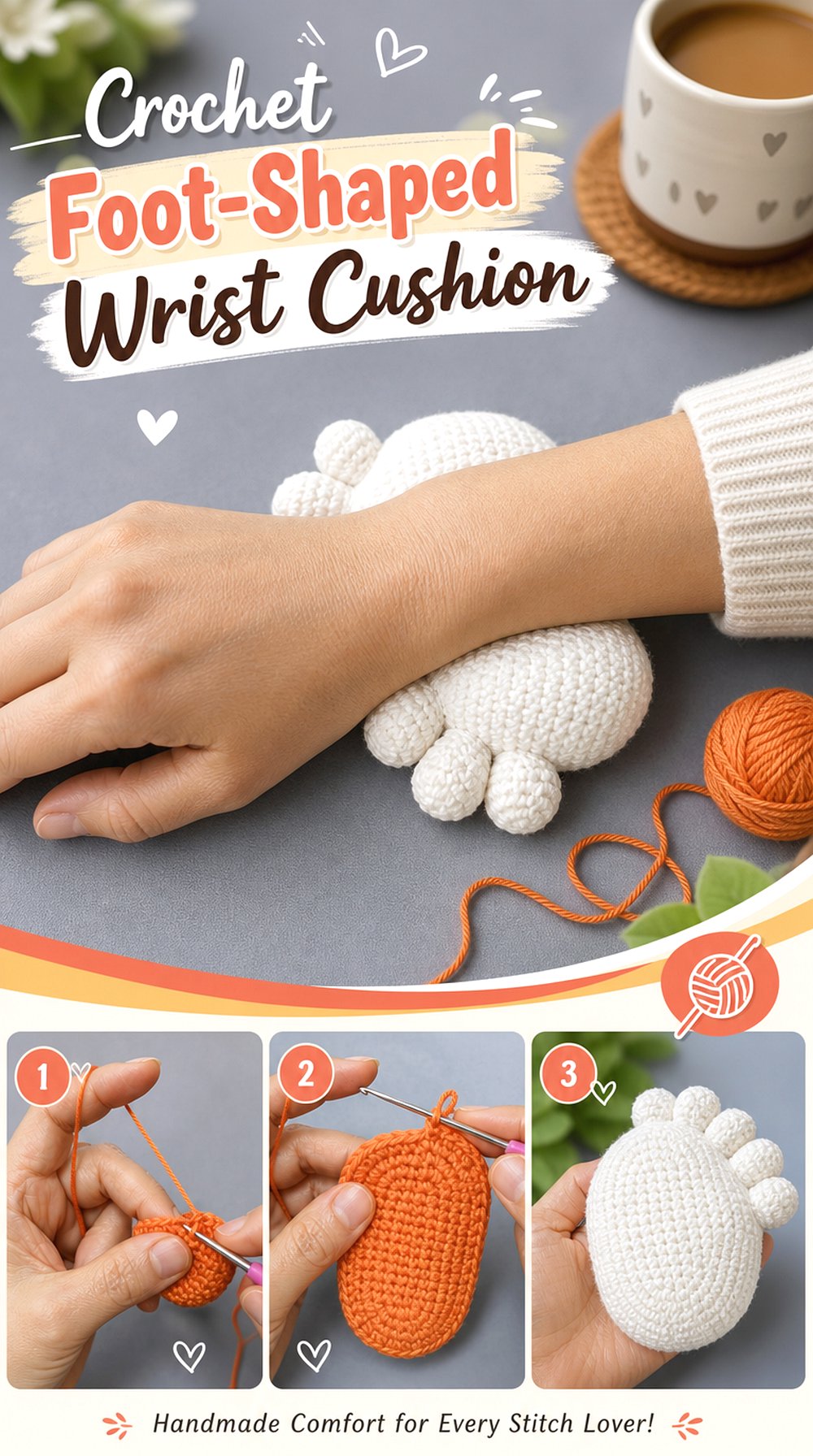 Crochet Foot Shaped Wrist Cushion