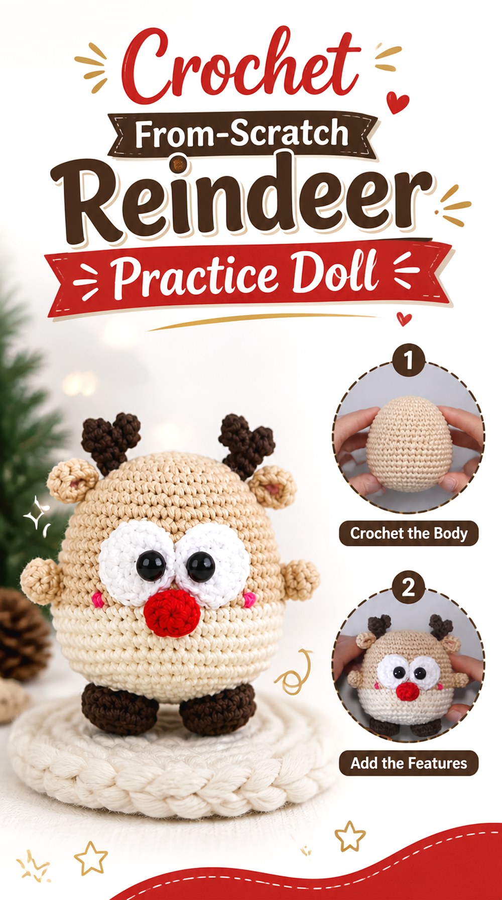 Crochet From Scratch Reindeer Practice Doll