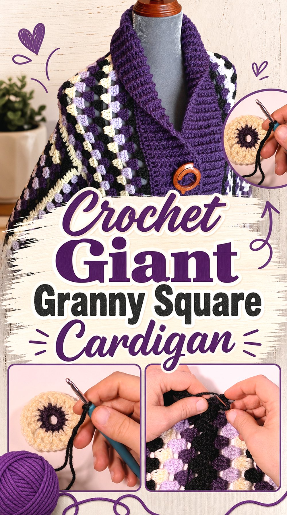 Crochet Giant Granny Square Cardigan
