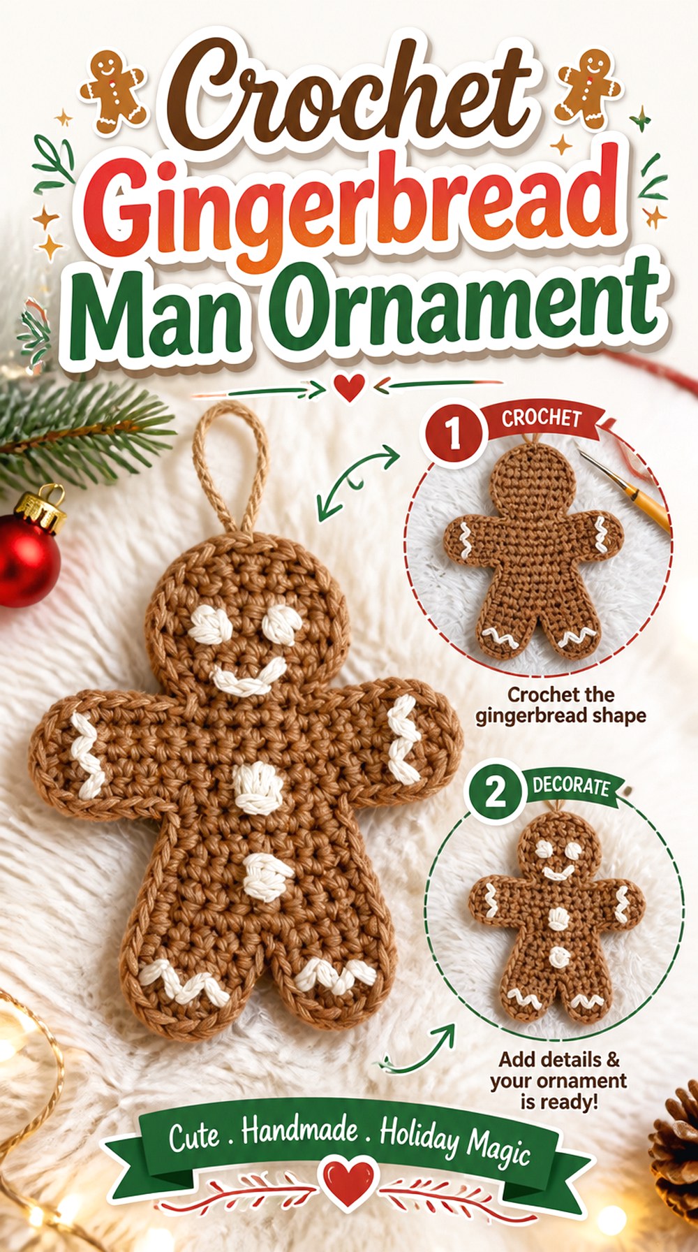 Crochet Gingerbread Man Ornament