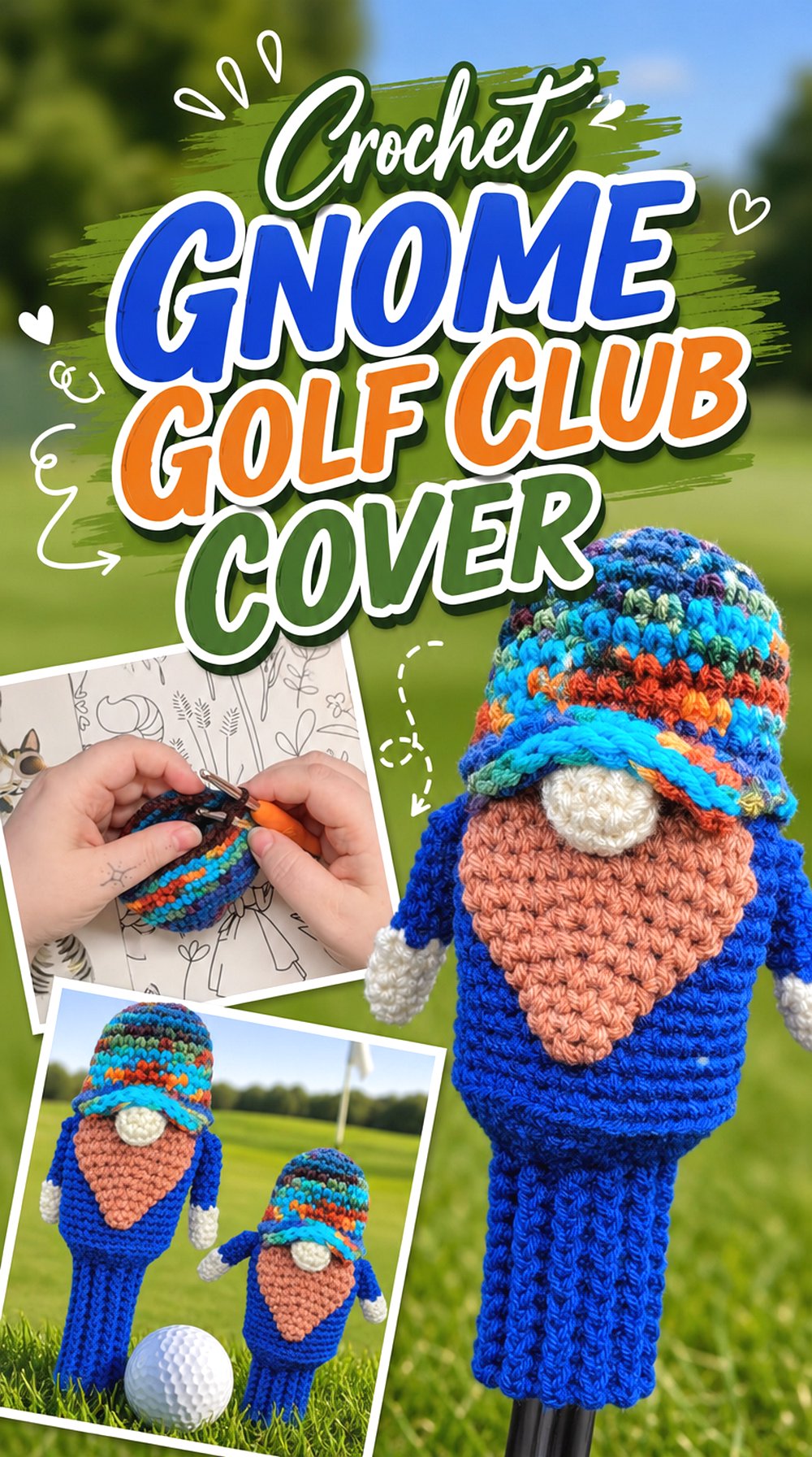 Crochet Gnome Golf Club Cover