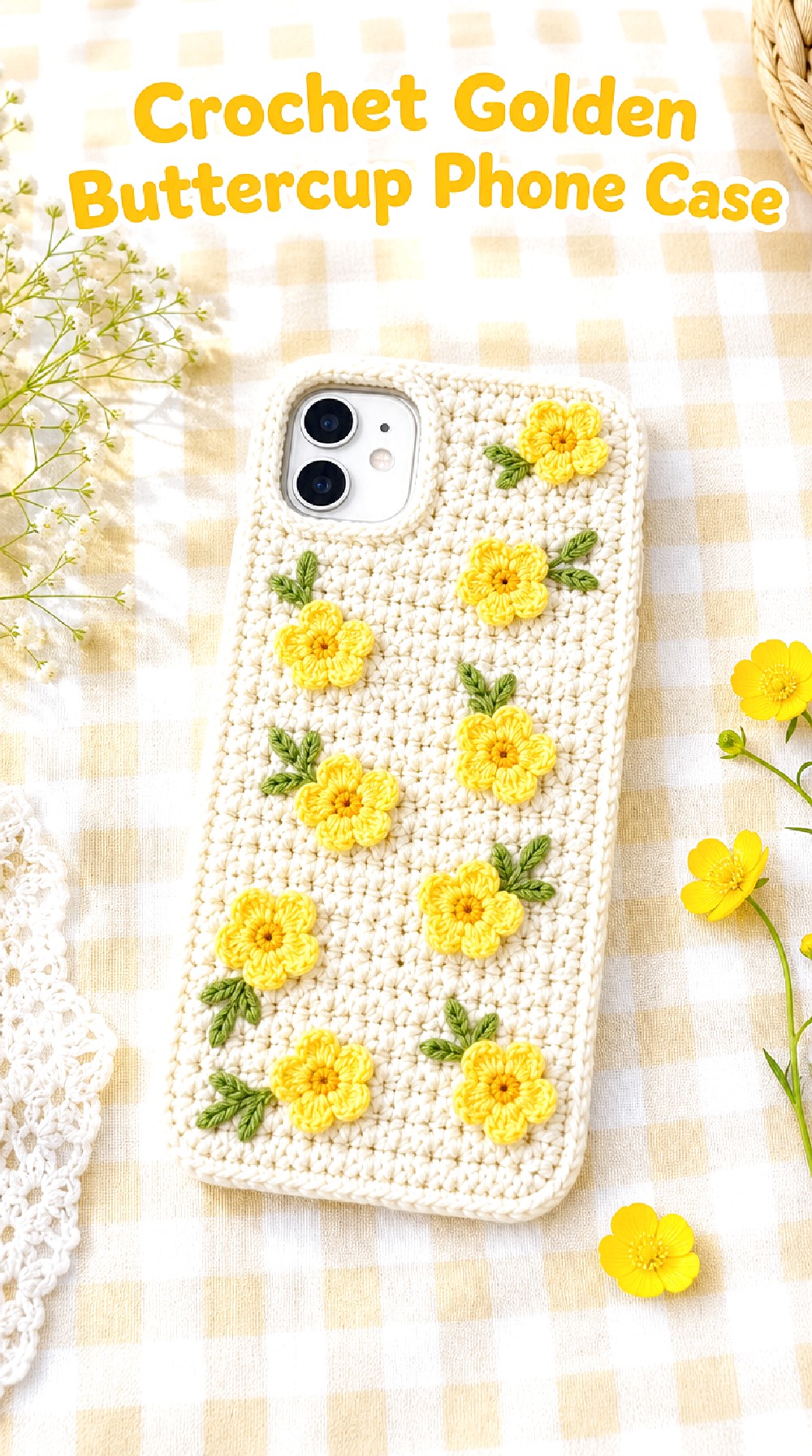 Crochet Golden Buttercup Phone Case