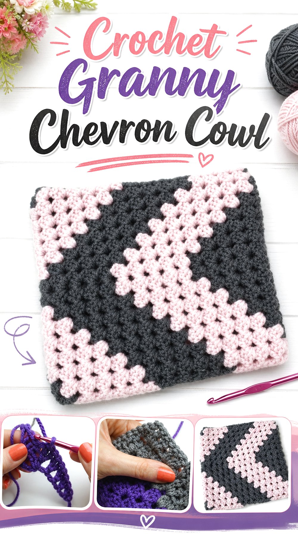 Crochet Granny Chevron Cowl