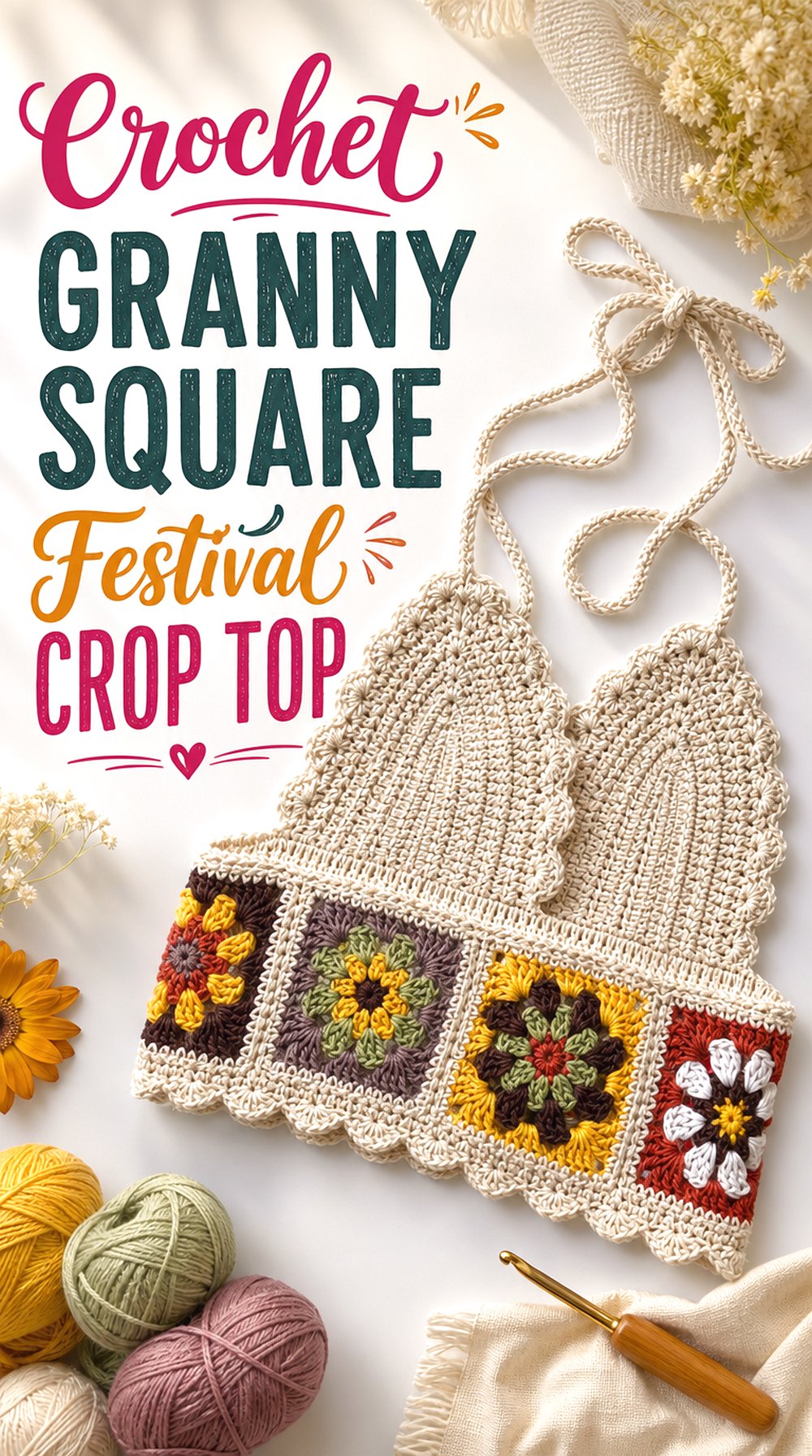 Crochet Granny Square Festival Crop Top