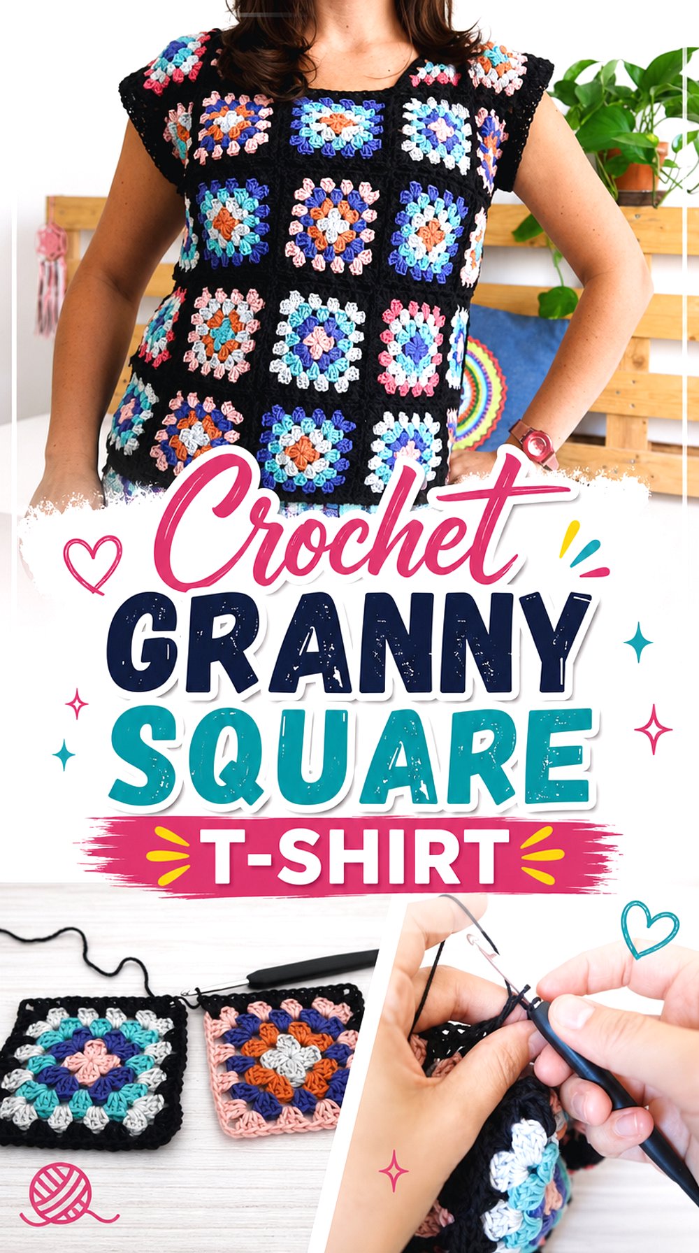 Crochet Granny Square T Shirt