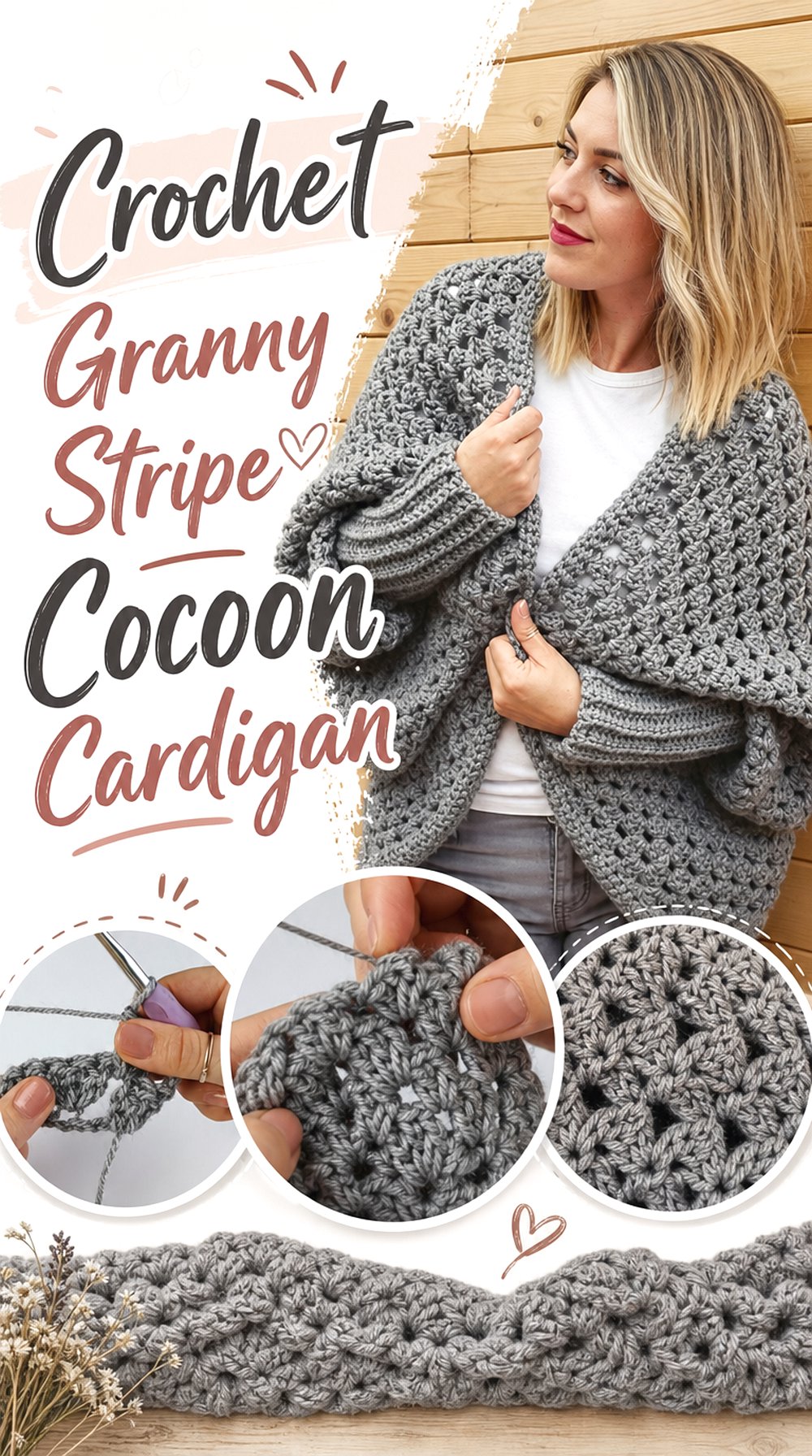 Crochet Granny Stripe Cocoon Cardigan