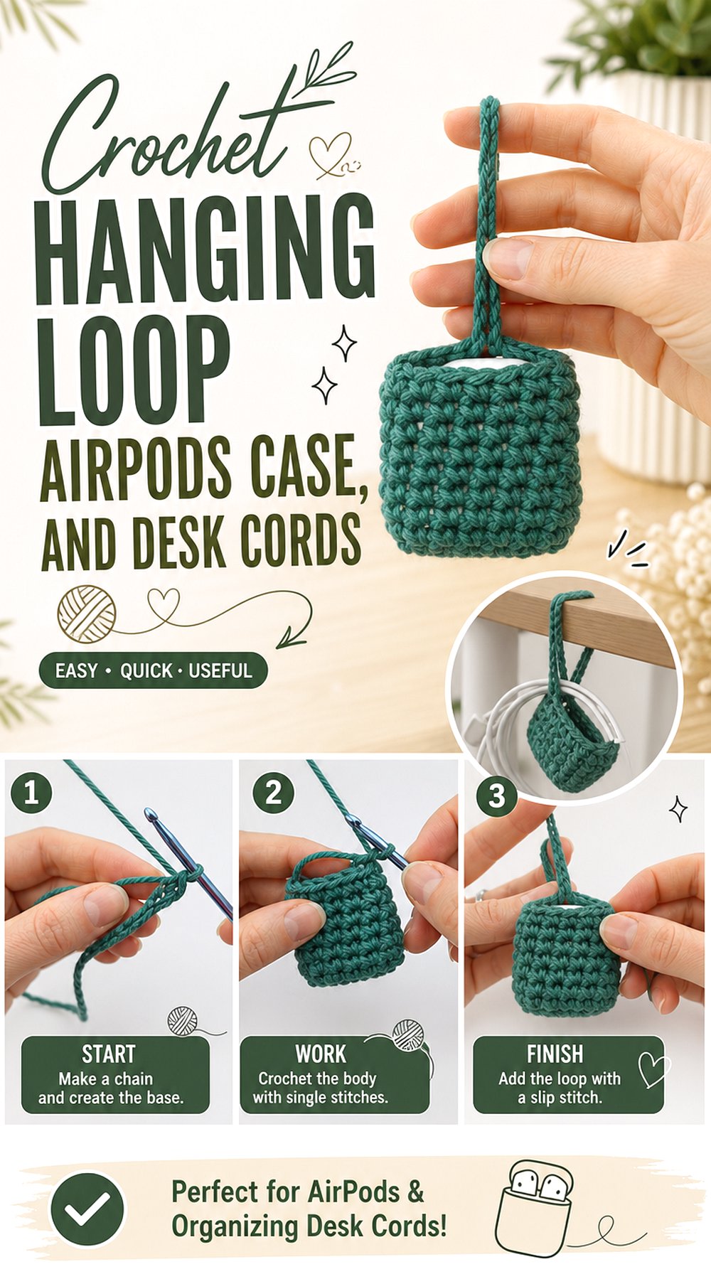 Crochet Hanging Loop AirPods Case