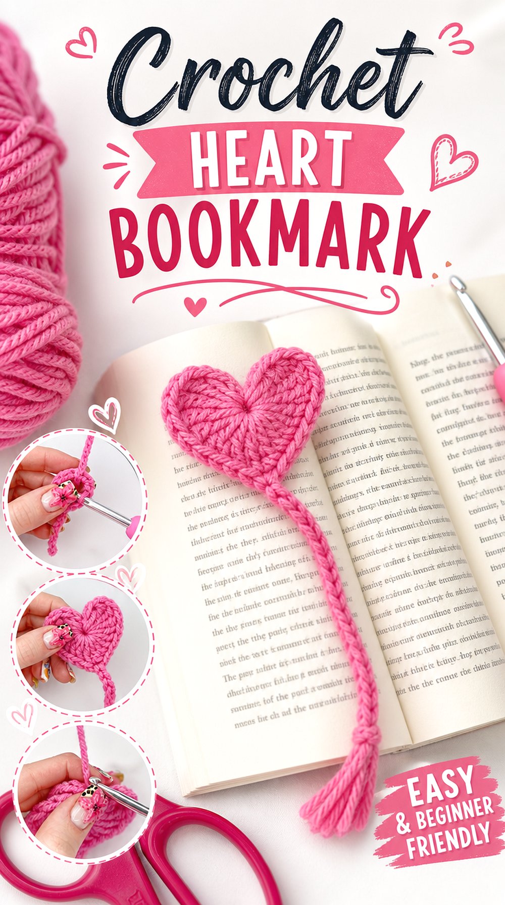 Crochet Heart Bookmark