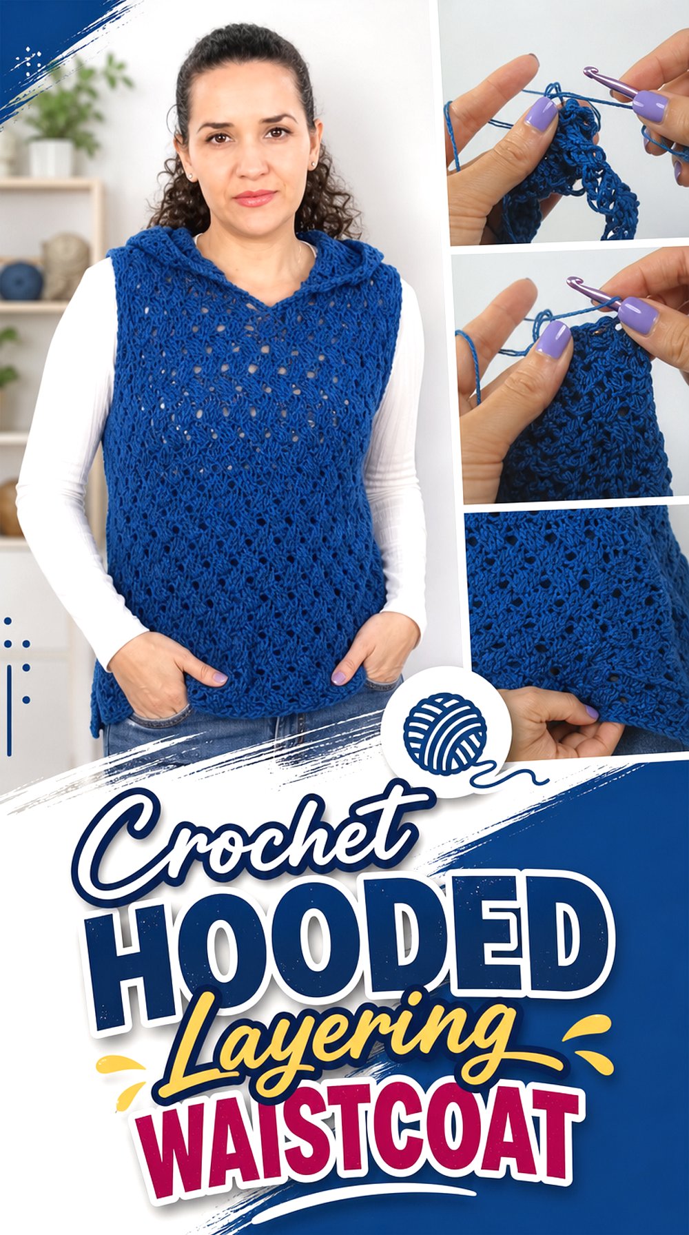 Crochet Hooded Layering Waistcoat