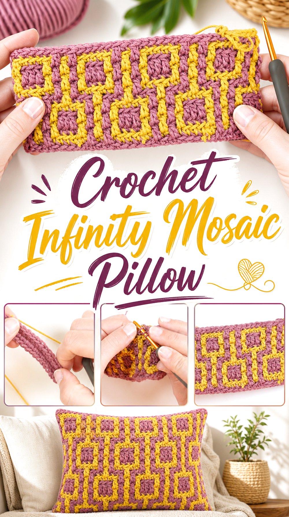 Crochet Infinity Mosaic Pillow