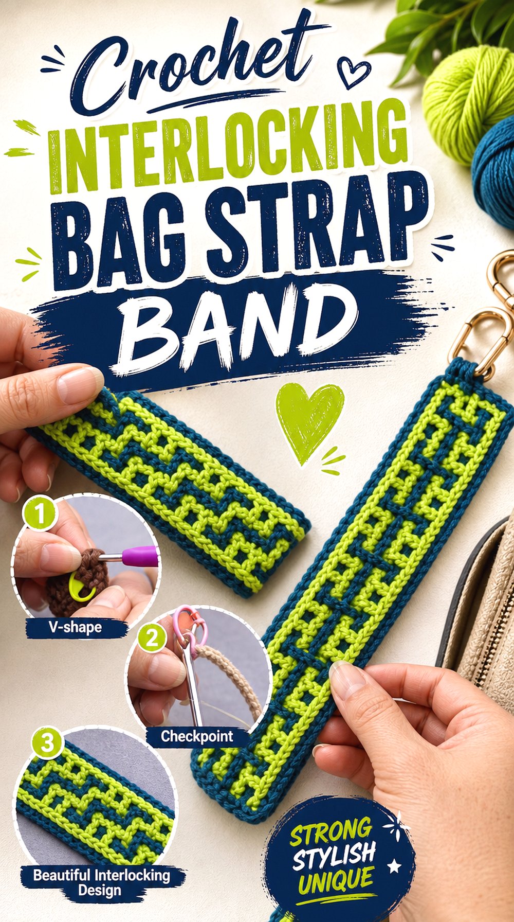 Crochet Interlocking Bag Strap Band