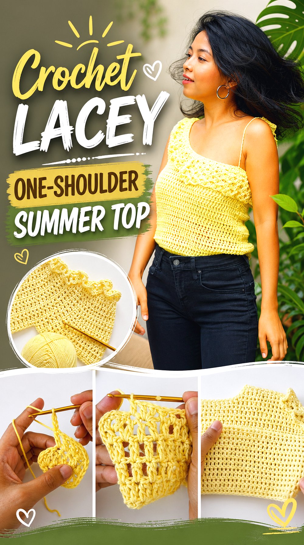 Crochet Lacey One Shoulder Summer Top