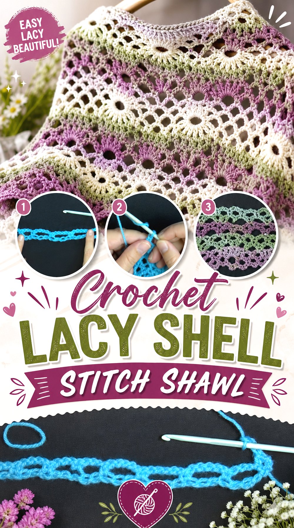 Crochet Lacy Shell Stitch Shawl